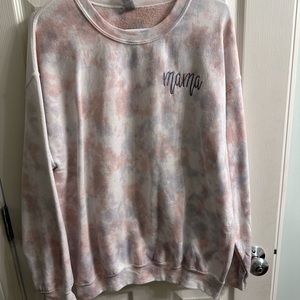 Tye dye crew neck with embroidered “mama”